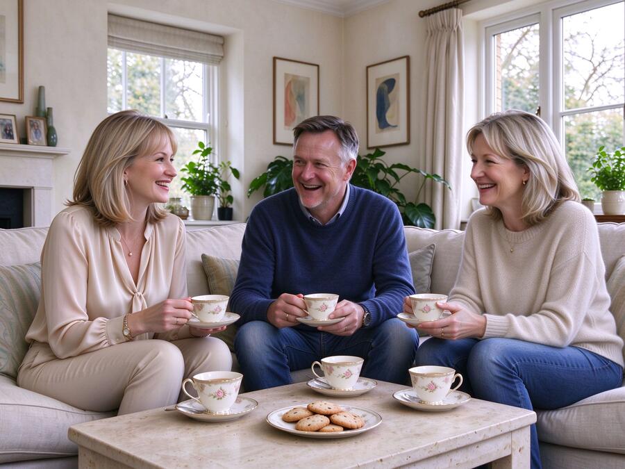 Friends enjoying tea together